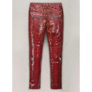 Men's Leather Pant DARK RED PYTHON EMBOESSED Lambskin Leather Pant - Image 2