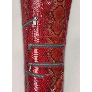 Men's Leather Pant DARK RED PYTHON EMBOESSED Lambskin Leather Pant - Image 5