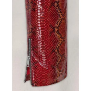 Men's Leather Pant DARK RED PYTHON EMBOESSED Lambskin Leather Pant - Image 6