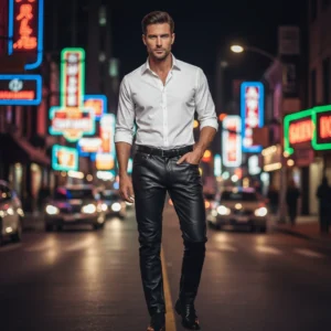 New Black Leather Pant for Men