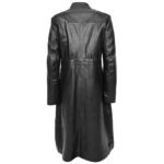 Black Leather Trench Coat for Women