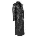 Black Leather Trench Coat for Women