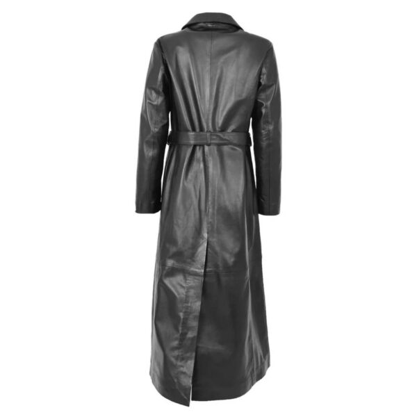 Black Leather Trench Coat for Women