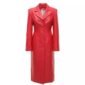 Red Leather Trench Coat for Women