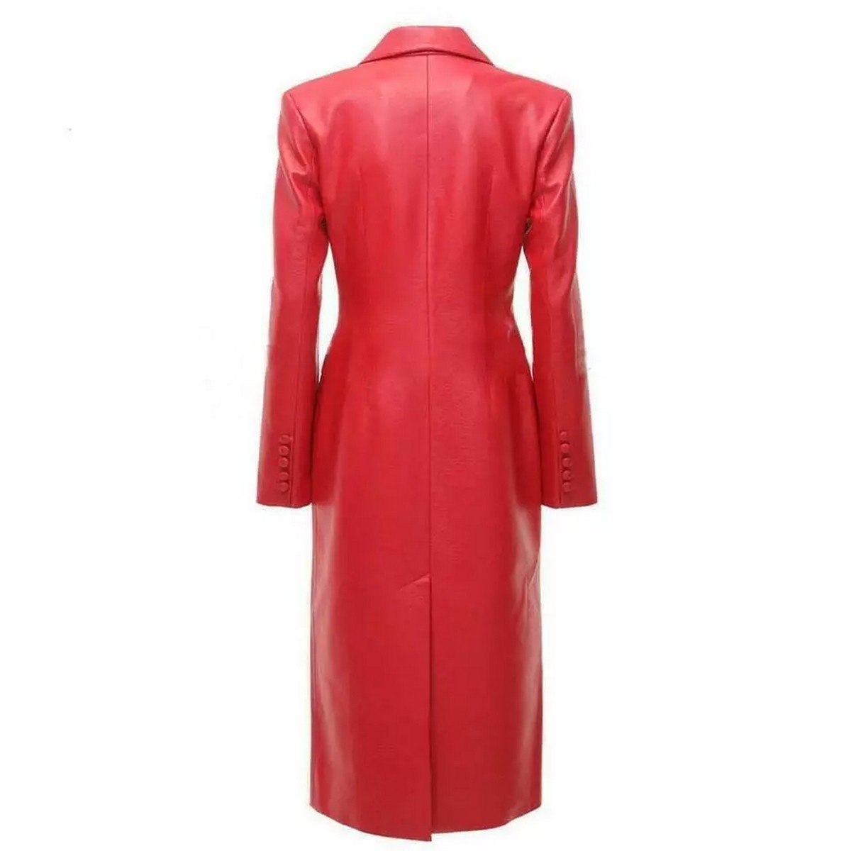 Red Leather Trench Coat for Women