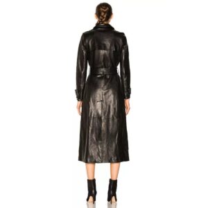 Black Leather Trench Coat for Women