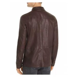 Brown Leather Shirt for Men Casual Designer Leather Shirt Custom Made Shirt - Image 2