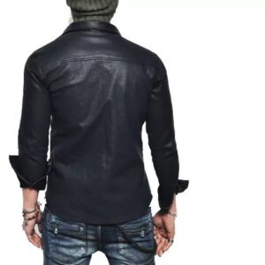 New Stylish Men's Genuine Lambskin Black Leather Shirt Slim Fit Causal Wear Shirt - Image 4