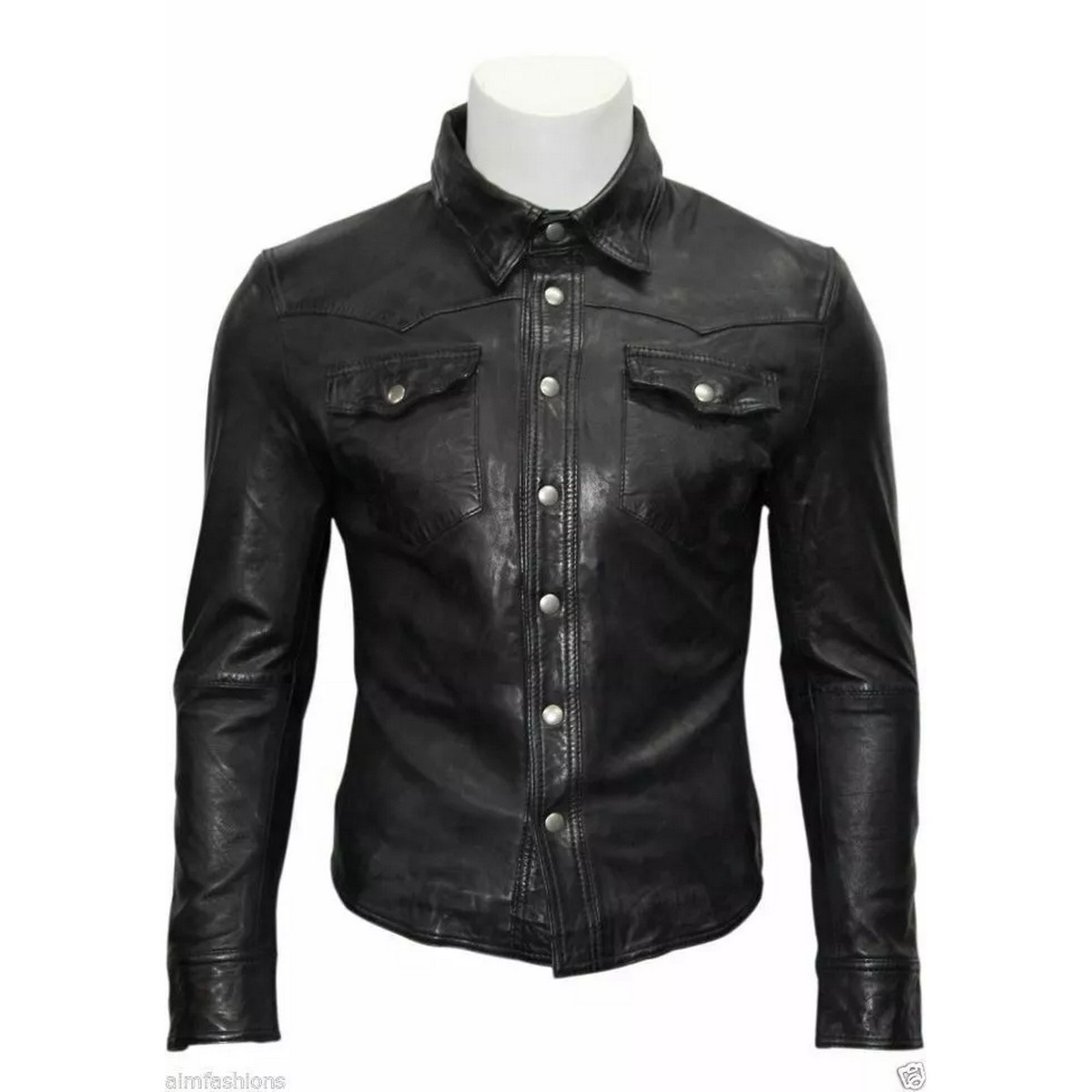 Black Leather Shirt for Men