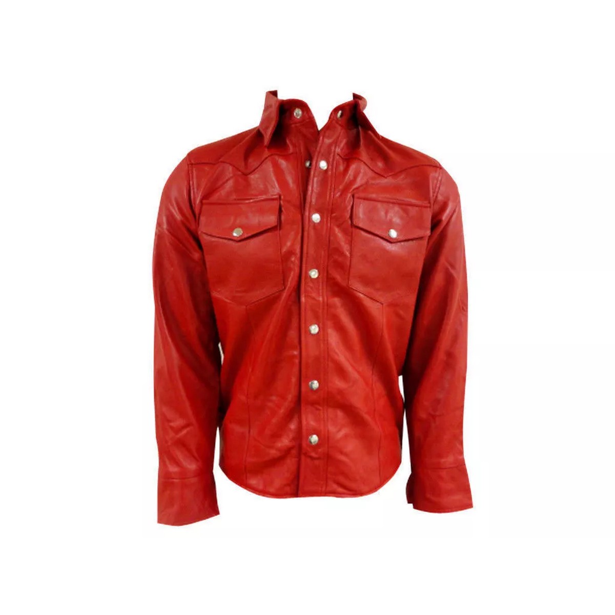 Red Leather Shirt for Men