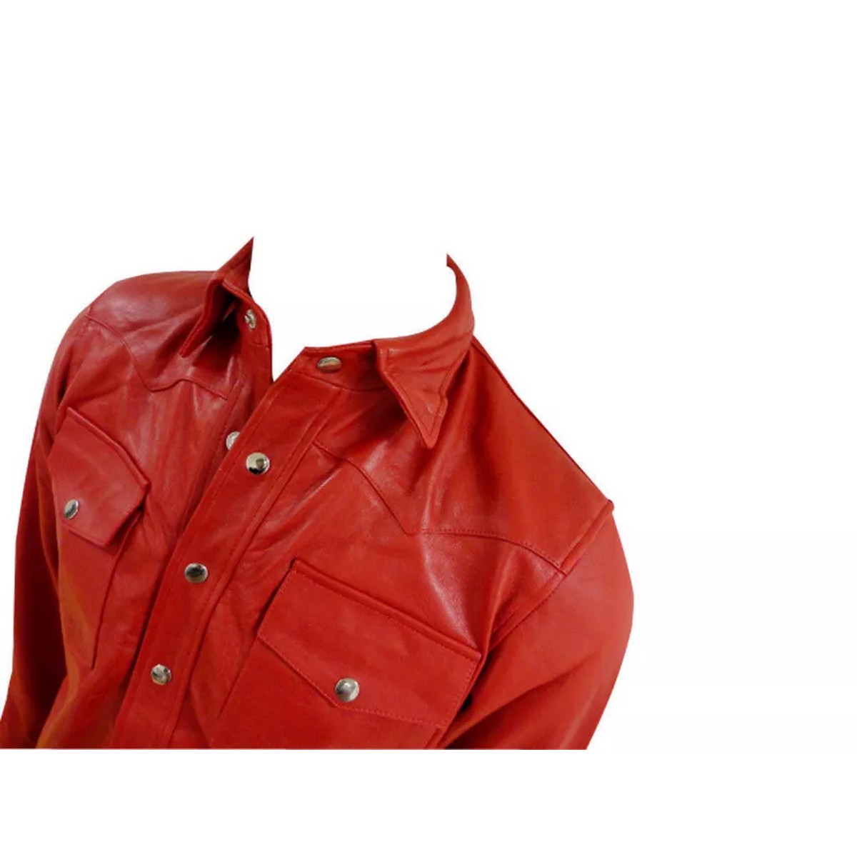 Red Leather Shirt for Men