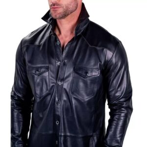 Black Leather Shirt for Men