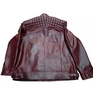 New Burgundy Men's Leather Jacket 100% Genuine Soft Lambskin Biker Slim Fit Jacket - Image 4
