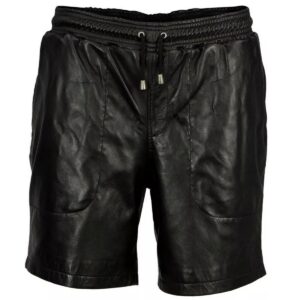 Black Leather Shorts For Mens Pure Soft Lambskin Outwear Sports Gym Causal Wear Shorts Pant - Image 1