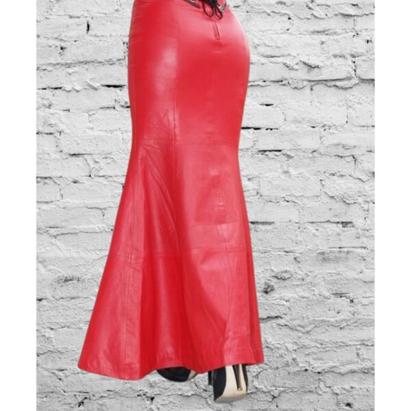 Red Leather Skirt for Women