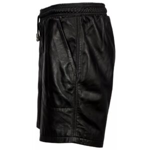 Black Leather Shorts For Mens Pure Soft Lambskin Outwear Sports Gym Causal Wear Shorts Pant - Image 2