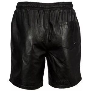 Black Leather Shorts For Mens Pure Soft Lambskin Outwear Sports Gym Causal Wear Shorts Pant - Image 3