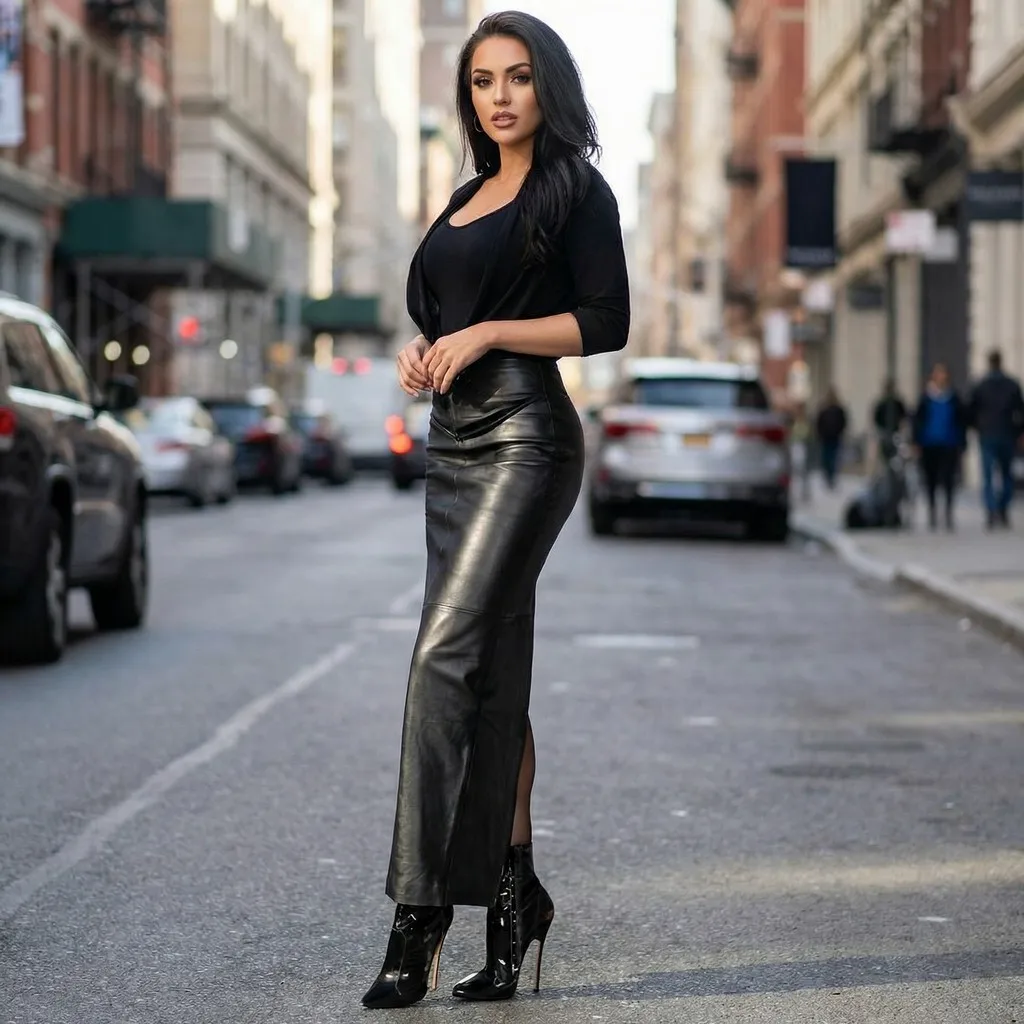 Black Leather Skirt for Women