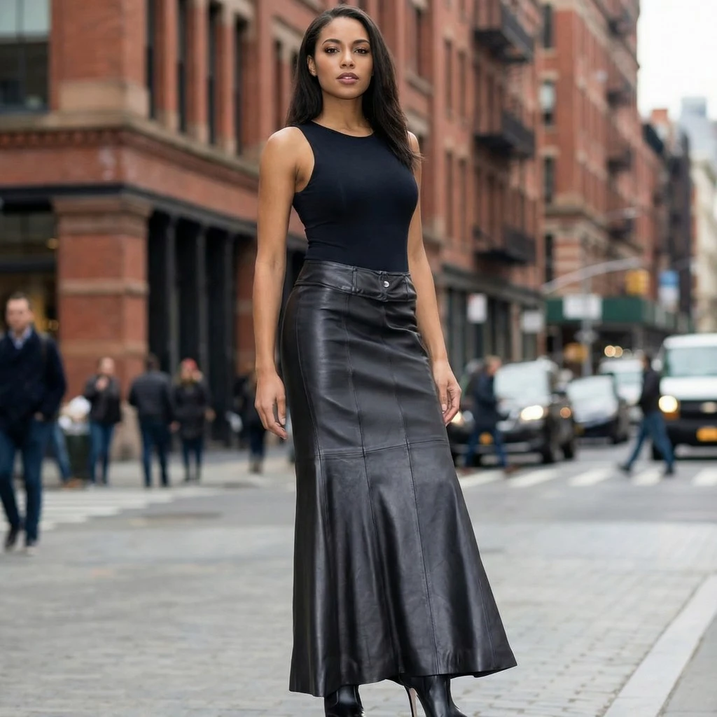 Black Leather Skirt for Women