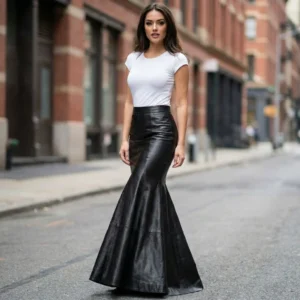 Black Leather Skirt for Women