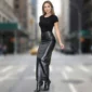 Designer Black Leather Skirt for Women