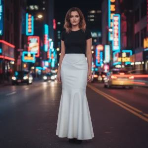 Authentic Women White Leather Skirt 100% Real Soft Lambskin Ankle-Length Leather Skirt - Image 1