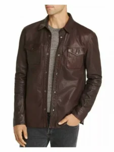 Brown Leather Shirt for Men