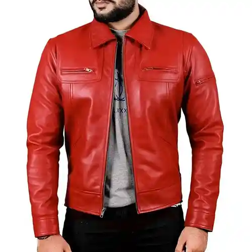 Red Leather Jacket for Men