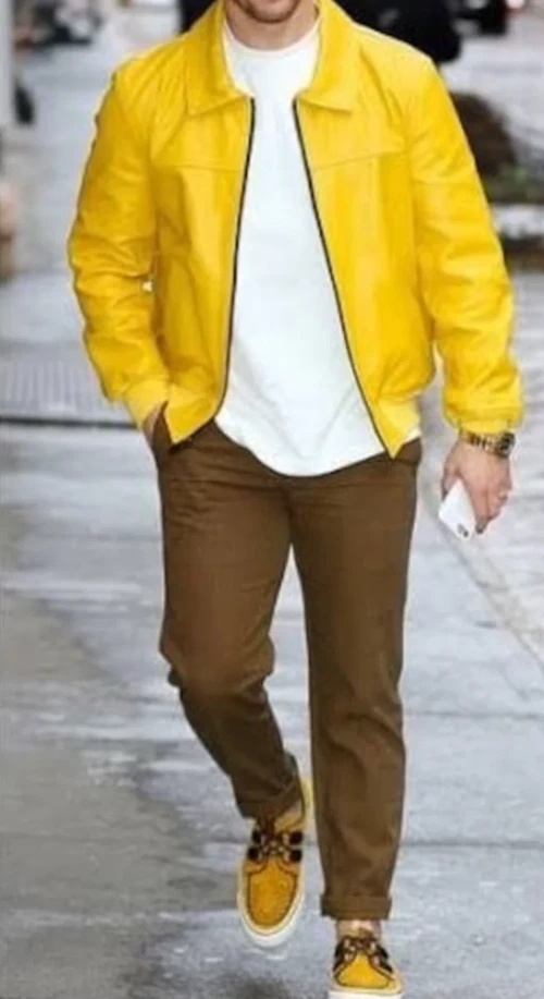 Yellow Leather Jacket for Men
