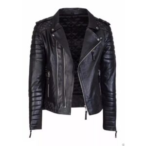 Zafy Leather Black Pure Soft Lambskin Leather Biker Motorcycle Cafe Racer Jacket - Image 2