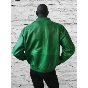 Zafy Leather Green 100% Sheepskin Leather Bomber Motorcycle Leather Jacket - Image 2
