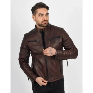 Zafy New Brown Leather Biker Jacket for Men Genuine Lambskin Coat Jacket - Image 1