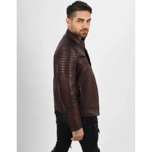 Zafy New Brown Leather Biker Jacket for Men Genuine Lambskin Coat Jacket - Image 4