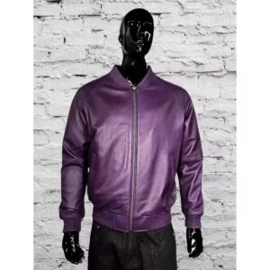 Zafy Leather Purple Lambskin Leather Bomber Jacket Pure Sheepskin Varsity Style Jacket - Image 1