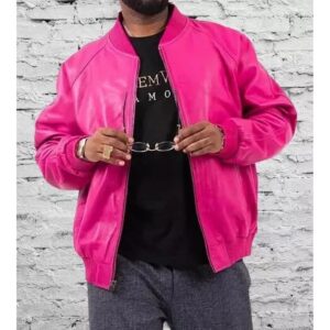 Zafy Leather Hot Pink Lambskin Leather Bomber Jacket 100% Real Sheepskin Jacket - Image 1