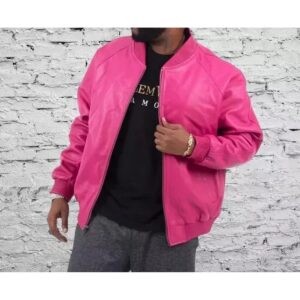 Zafy Leather Hot Pink Lambskin Leather Bomber Jacket 100% Real Sheepskin Jacket - Image 2