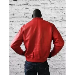 Zafy Leather Red Genuine Real Soft Lambskin Leather Bomber Jacket - Image 2