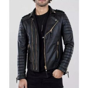 Zafy Leather Genuine Soft Lambskin Black Biker Leather Jacket For Men's - Image 1