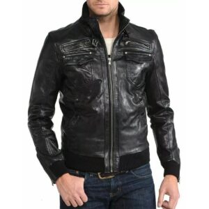 Zafy Leather New Stylish Black Bomber Genuine Lambskin Leather Jacket for Men's - Image 1