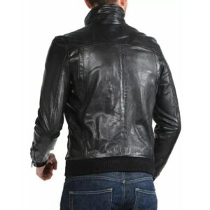 Zafy Leather New Stylish Black Bomber Genuine Lambskin Leather Jacket for Men's - Image 2