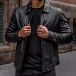 Zafy Leather New Black Leather Jacket Pure Soft Sheepskin Cafe Racer Jacket - Image 2