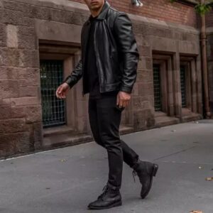 Zafy Leather New Black Leather Jacket Pure Soft Sheepskin Cafe Racer Jacket - Image 4