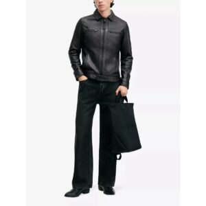 Zafy Leather Men's 100% Pure Lambskin Black Leather Coat Jacket - Image 3