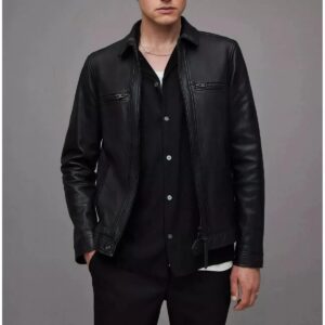 Zafy Leather Men's Black Lambskin Leather Jacket Slim Fit Biker Racer Jacket - Image 1