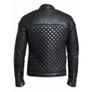 Zafy Leather Black Quilted Leather Jacket For Men's Motorcycle Sheepskin Leather Jacket - Image 2