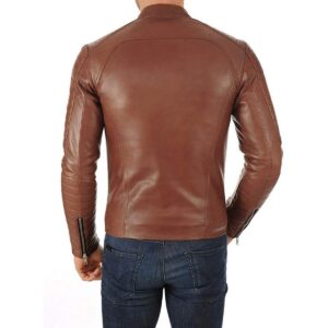 Zafy Leather Men's Tan Leather Biker Jacket Pure Sheepskin Leather Jacket - Image 2