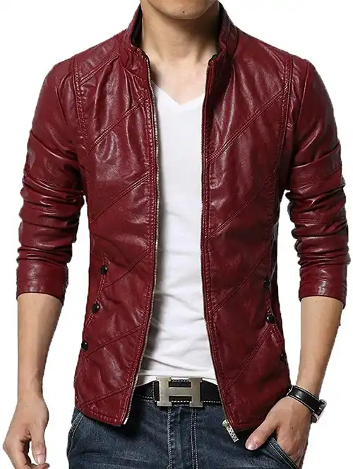 Slim Fit Leather Jacket For Men