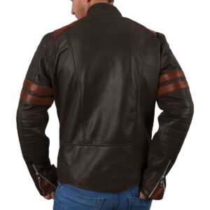 Zafy Leather Men's Leather Jacket Premium Sheepskin Brown Biker Racer Jacket - Image 2