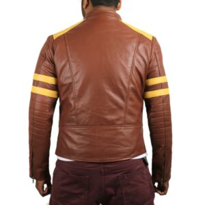 Zafy Leather Men's Leather Jacket 100% Pure Sheepskin Tan Racer Jacket - Image 2