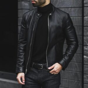 Zafy Leather New Black Racer Leather Jacket For Men Biker Moto Pure Lambskin Jacket - Image 1